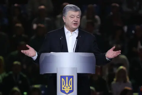 Getty Images Petro Poroshenko announces the start of his campaign in February