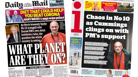 The Daily Mail and The i front pages 25 May
