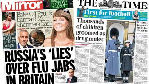 mirror and times front pages