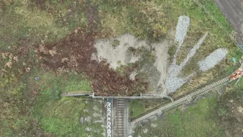 National Rail Drone shot of the landslip