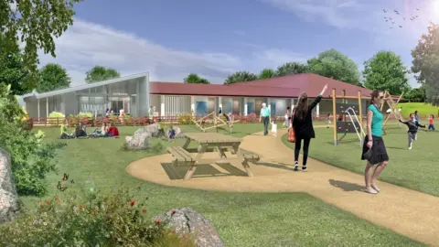 Warwick District Council An artist impression of the exterior of the Abbey Fields facility