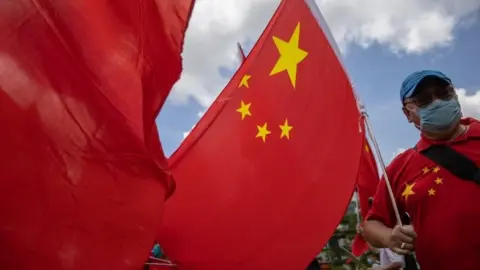 EPA Pro-Beijing supporters in Hong Kong