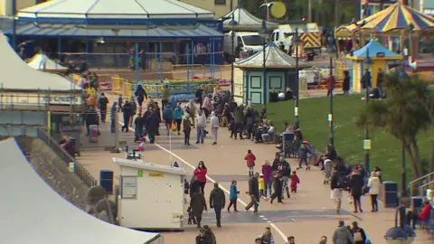 People enjoying Barry seafront on Saturday