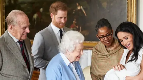 Chris Allerton / SussexRoyal The Duke of Edinburgh, Prince Harry, the Queen, Doria Ragland, the Duchess of Sussex and baby Archie