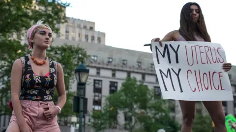 Reuters Abortion rights campaigners in New York City, 21 May