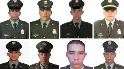 Colombian police Photo of the eight police officers killed