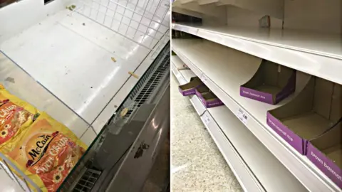 Empty supermarket shelves