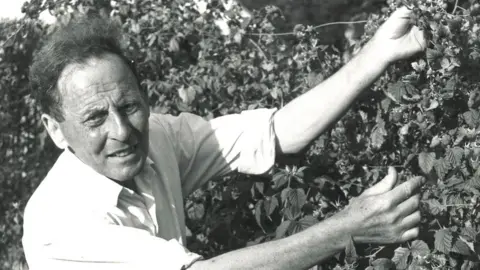 The Vegan Society Donald Watson handling a fruit bush