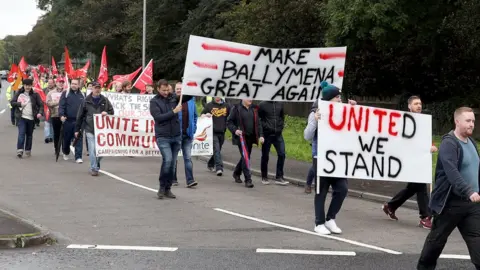 Pacemaker Wrightbus workers at rally on Friday 4 October