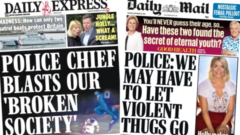 Composite image showing Daily Express and Daily Mail front pages