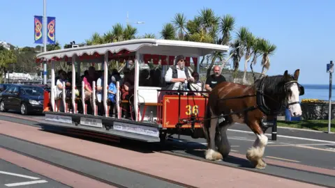Isle of Man Transport Horse tram on Douglas promenade