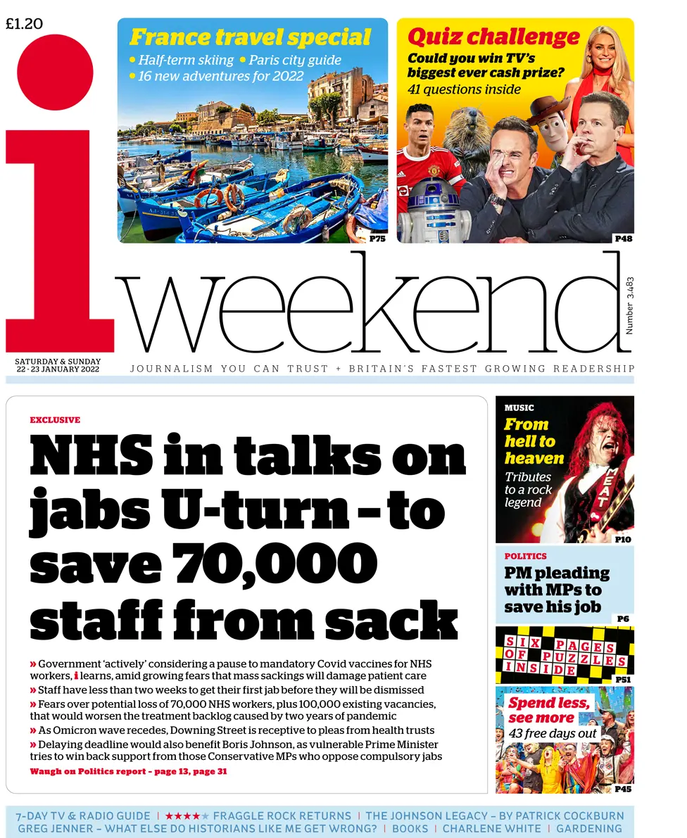 BBC i front page - 22/01/22