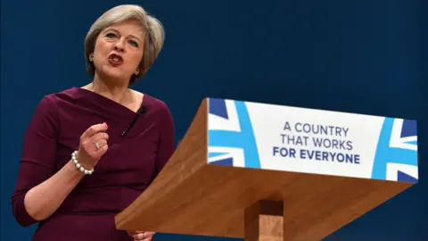 Getty Images Theresa May's speech to Conservative party conference, October 2016