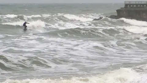 Paul Coueslant surfer at Small Hope Beach, Shanklin, in 2017