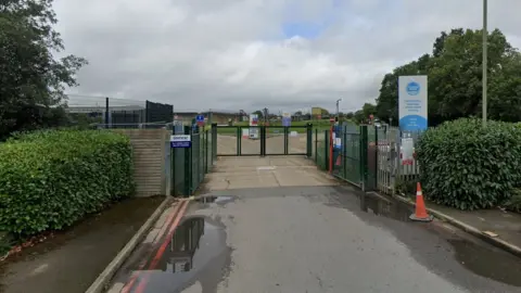 Google The entrance to the Camberley sewage works