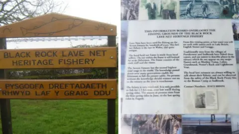 Geograph/Eirian Evans/Ruth Sharville Sign for Black Rock Lave Net Fisheries