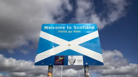 PA Media Welcome to Scotland sign