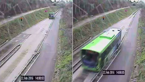 Cambs County Council CCTV of bus crash