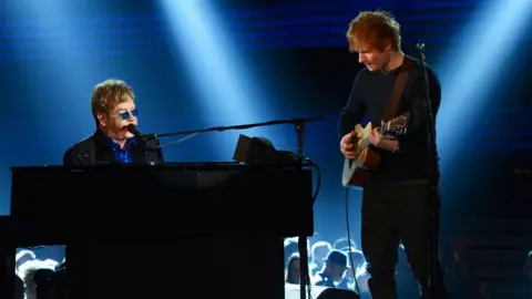 Kevork Djansezian/Getty Images Sir Elton John and Ed Sheeran