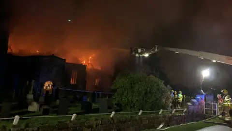 Derbyshire Fire and Rescue Service Burning church