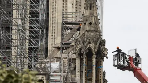 EPA Work on top of Notre-Dame Cathedral, in Paris, France, 08 June 2020