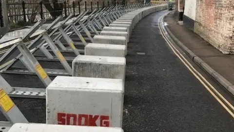 Environment Agency Flood barriers in Bewdley