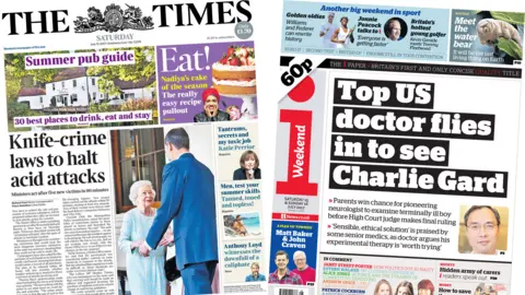 The Times and i front pages