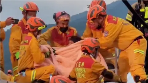 Five-year-old child rescued from rubble