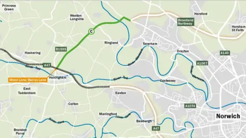 Norfolk County Council Route 6 has been chosen as the preferred route