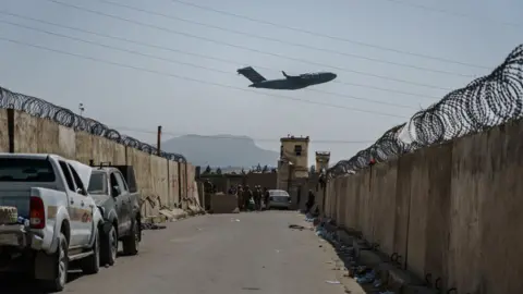 Getty Images A US plane departing Afghanistan