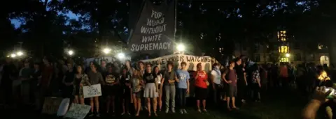 Reuters Protesters and students gather at a rally before they toppled a statue of a Confederate soldier nicknamed "Silent Sam"