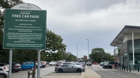 BBC Free car park sign in Alsager