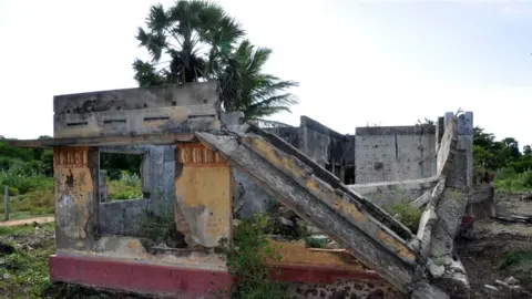 A building almost totally destroyed in the war, near Mullaitivu