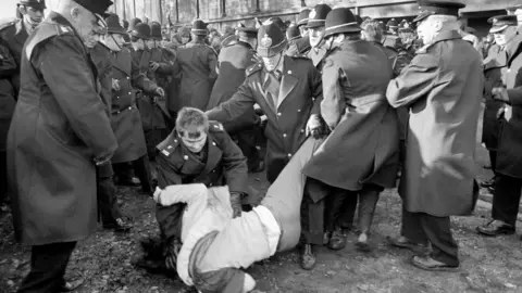 Alamy police arrest demonstrator