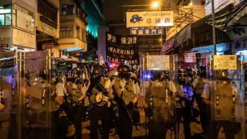 Getty Images Police in Hong Kong
