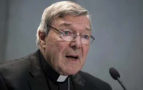 EPA Australian Cardinal George Pell speaks to members of the media at the Vatican on 29 June 2017.