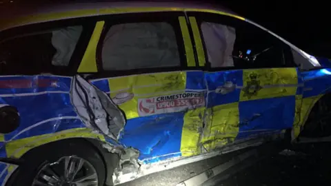 Nottinghamshire Police Damaged police car