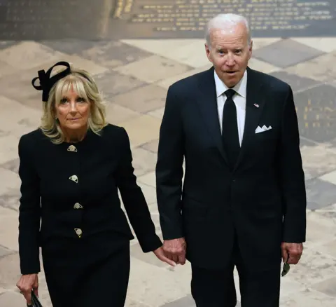 Reuters US President Biden, and his wife Jill, arrive at Westminster Abbey