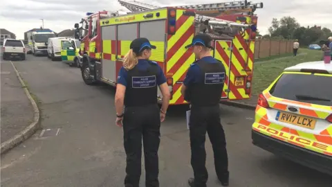 BBC Police cordon in Newbold Coleorton, Leicestershire
