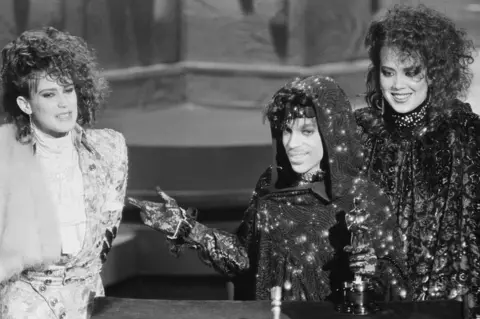 Getty Images Prince with Wendy and Lisa at the 1985 Oscars