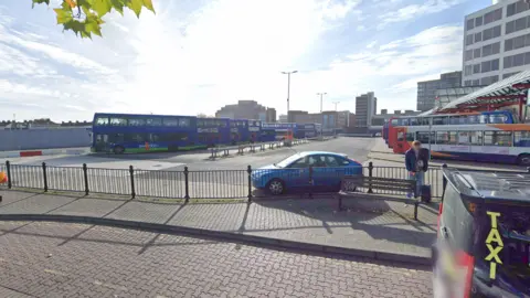 Google Maps Swindon Bus Station, with bays for buses and coaches