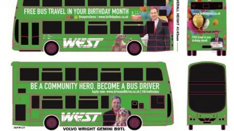 WECA Artists impression of the advert on a double decker bus