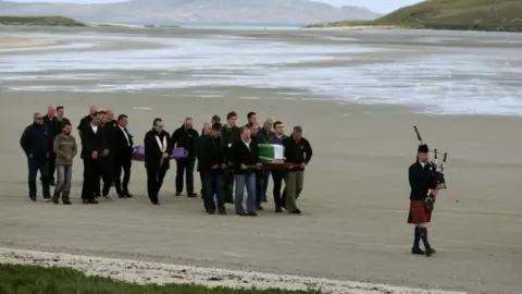 PA Barra flag on coffin of Eilidh MacLeod