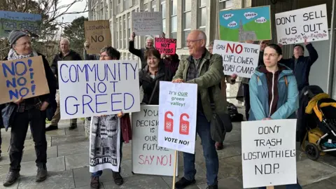 Protesters outside New County Hall