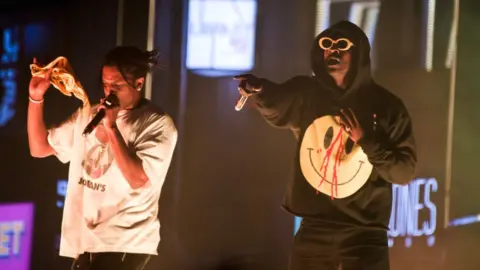 Getty Images Skepta and ASAP Rocky on stage at Parklife in Manchester