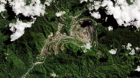 Getty Images Satellite imagery of the Panguna Mine located in the autonomous region of Bougainville on July 20, 2015 in Papua New Guinea