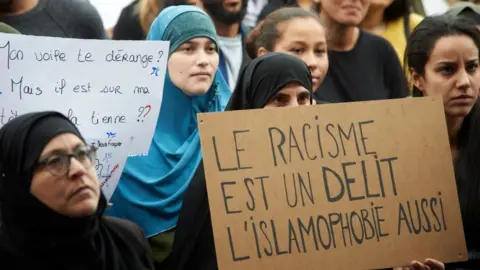 Getty Images Protesters against Islamophobia in France, October 2019