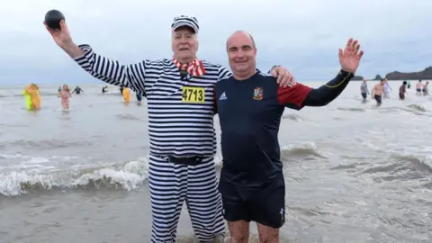 Saundersfoot New Year's Day Swim   Chris Williams and John Joseph