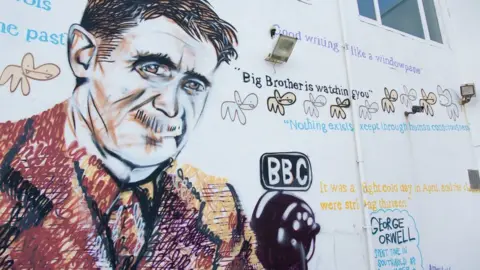 Southwold Pier George Orwell mural on Southwold Pier