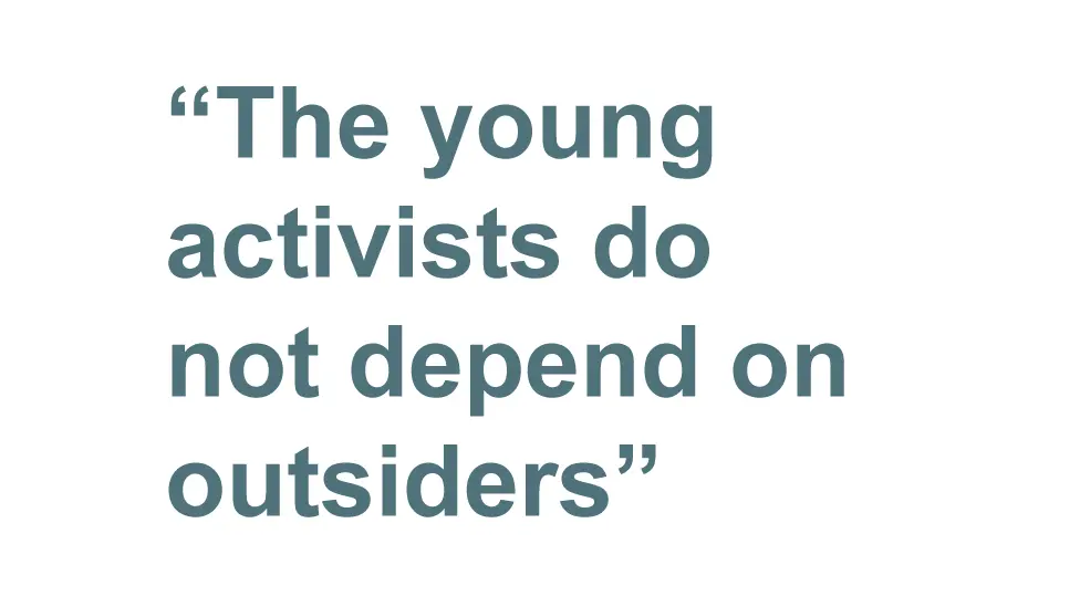 BBC Fergal Keane quote: "The young activist do not depend on outsiders"